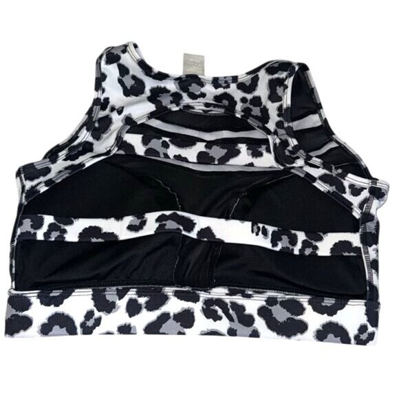 Leopard Print Mesh Insert Crop Top XL - Picture 4 of 5